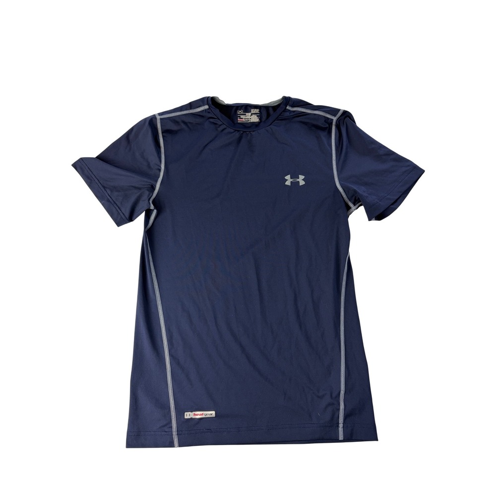 Under Armour Shirt Mens Small HeatGear Fitted Short Sleeve Athletic Blue